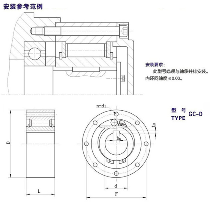 GC-D型滚柱式单向离合器(图1)